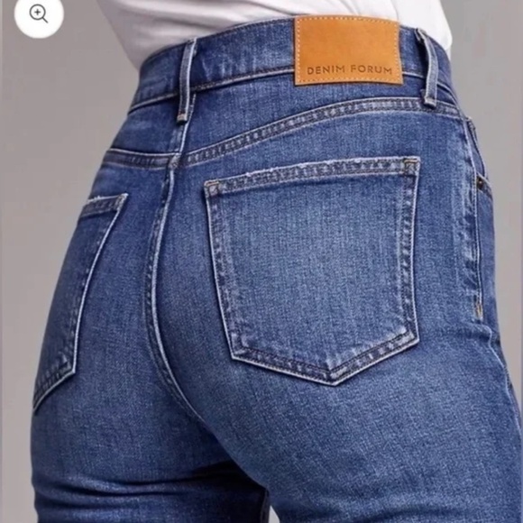 DENIM FORUM Arlo High Rise Straight Jeans Medium Dark Wash - Size 25 - Picture 2 of 14